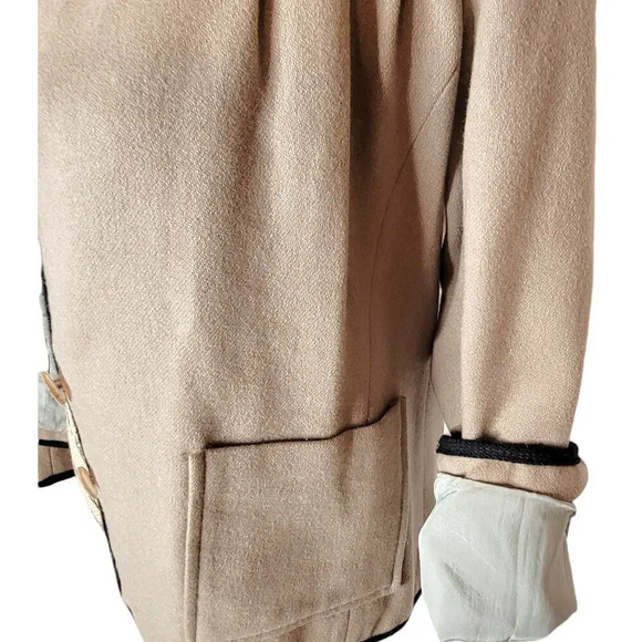 ELLIOTT BASS NEW YORK Women's Vintage Wool Embroidered Trim Jacket Size 8 Beige - Picture 5 of 16